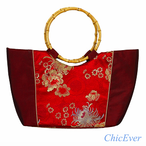 Tasche aus Seide mit Bambushenkel, Handtaschen, Asiatisch, 6809